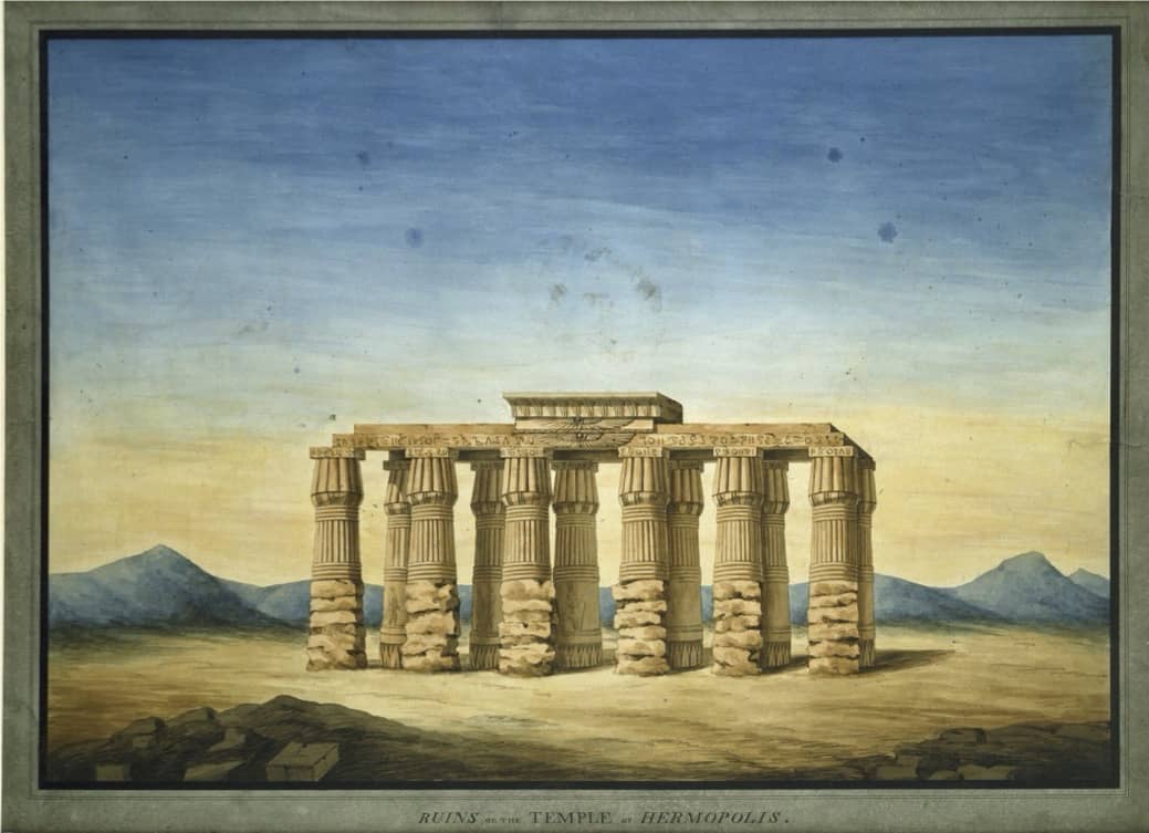 Painting of Hermopolis temple ruins
